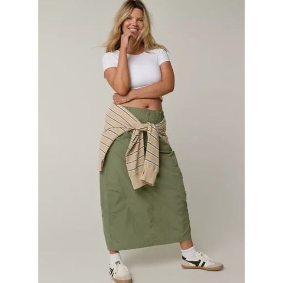 aerie Dresses & Skirts - New OFFLINE By Aerie Cargo Maxi Skirt Large Sage Green Utility Pocket Streetwear
